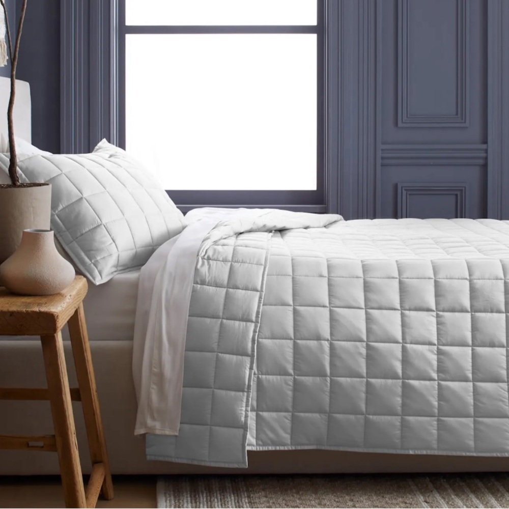 QUINCE Bamboo Box Quilt King/Cal King Light Grey 5219 - Picture 4 of 13